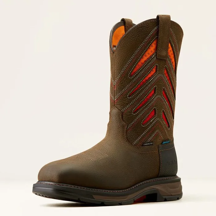 Men Work Boots Ariat WorkHog XT VentTEK Waterproof Carbon Toe Work Boot Iron Coffeesunset