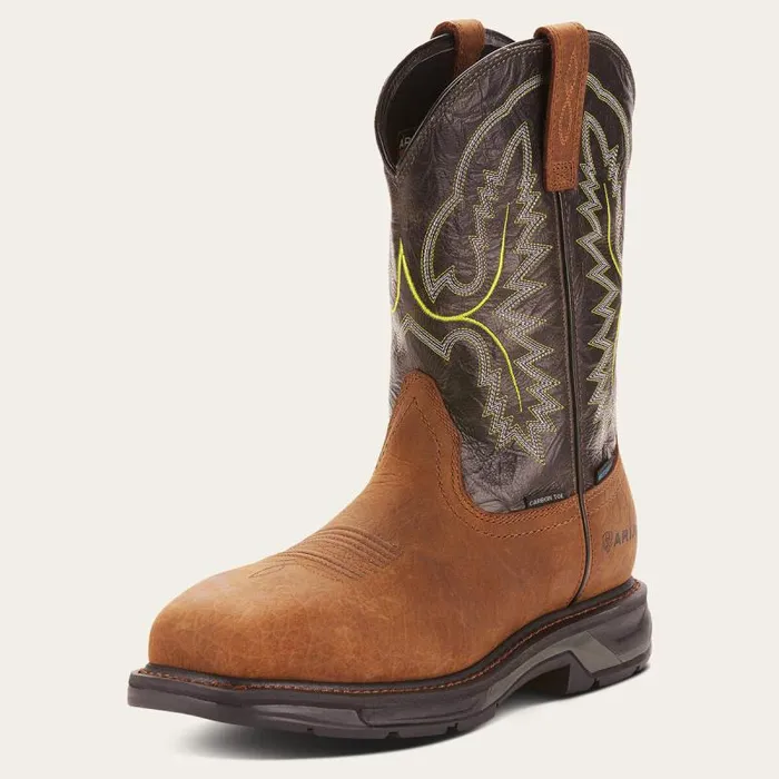 Men Work Boots Ariat WorkHog XT Waterproof Carbon Toe Work Boot Tumbled Bark