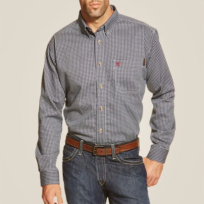 Men Workwear Ariat FR Basic Work Shirt Blue Multi