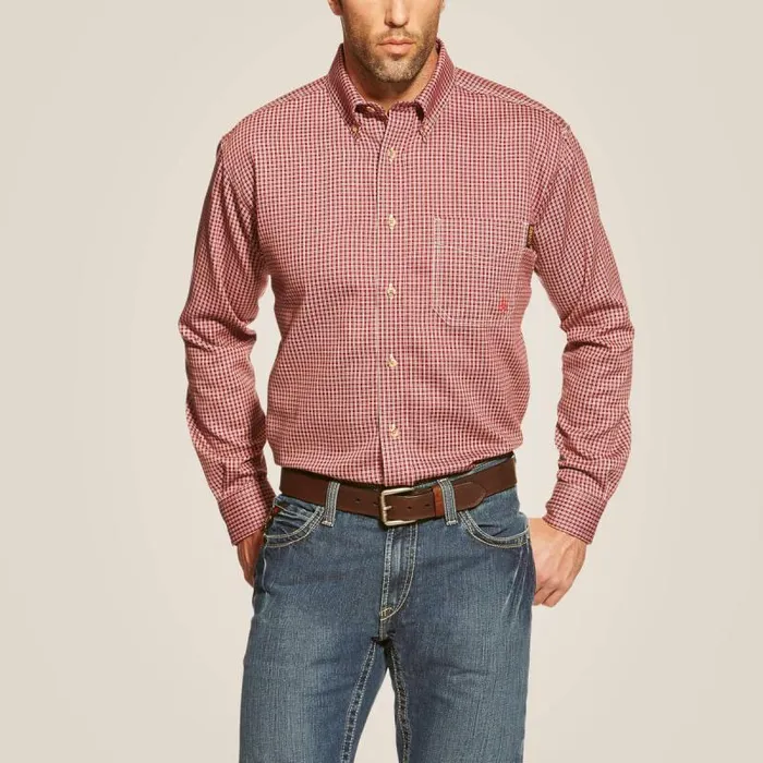 Men Workwear Ariat FR Bell Work Shirt Wine