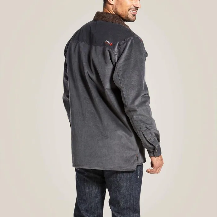 Men Workwear Ariat FR DuraStretch Sherpalined Corduroy Shirt Jacket Iron Grey Men Workwear Ariat FR DuraStretch Sherpalined Corduroy Shirt Jacket Iron Grey
