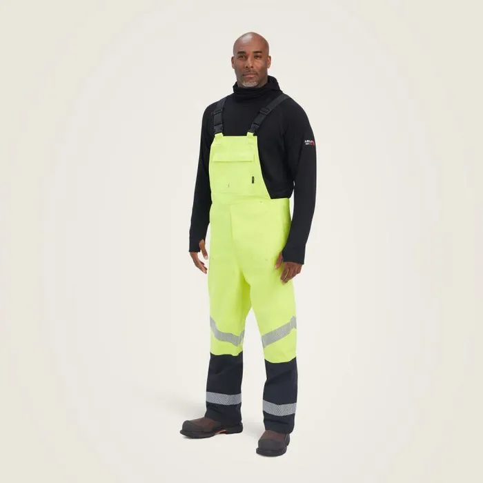 Men Workwear Ariat FR HiVis Waterproof Bib Hivis Yellow