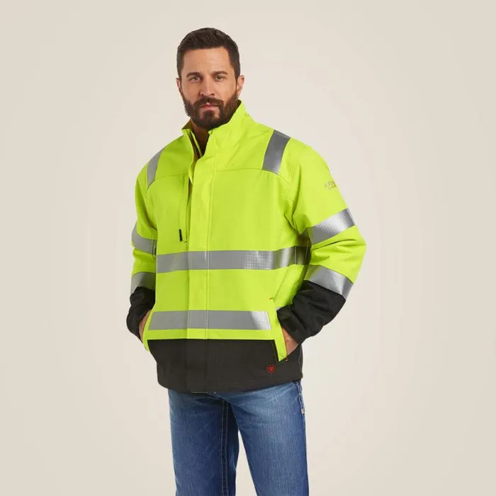 Men Workwear Ariat FR HiVis Waterproof Insulated Jacket Hivis Yellow