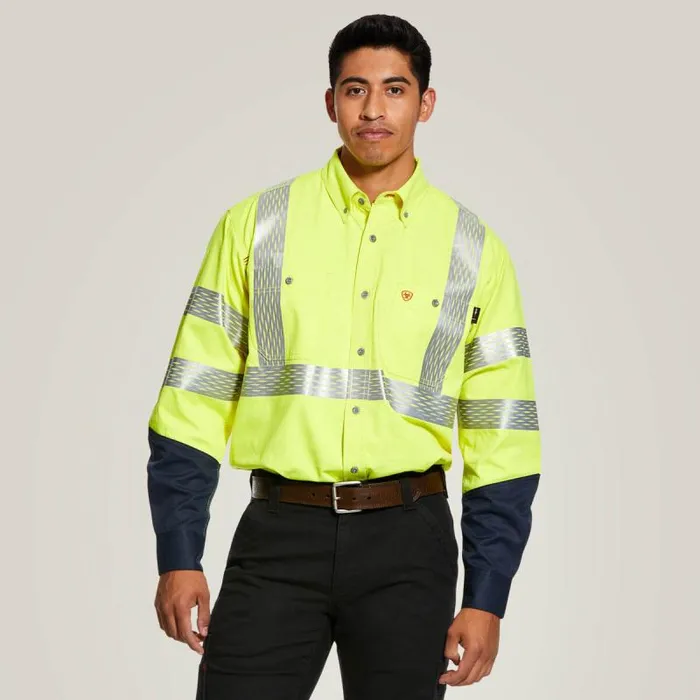 Men Workwear Ariat FR HiVis Work Shirt Hivis Yellow
