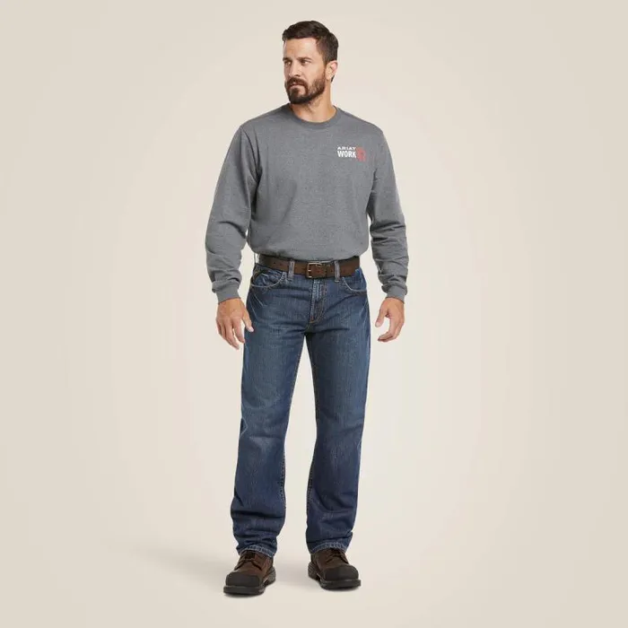 Men Workwear Ariat FR M3 Loose Basic Stackable Straight Leg Jean Flint Men Workwear Ariat FR M3 Loose Basic Stackable Straight Leg Jean Flint