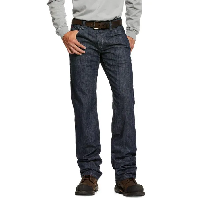 Men Workwear Ariat FR M5 Slim Armor Stretch Stackable Straight Leg Jean Rinse