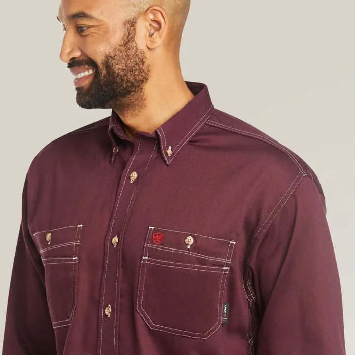 Men Workwear Ariat FR Vented Work Shirt Malbec Men Workwear Ariat FR Vented Work Shirt Malbec