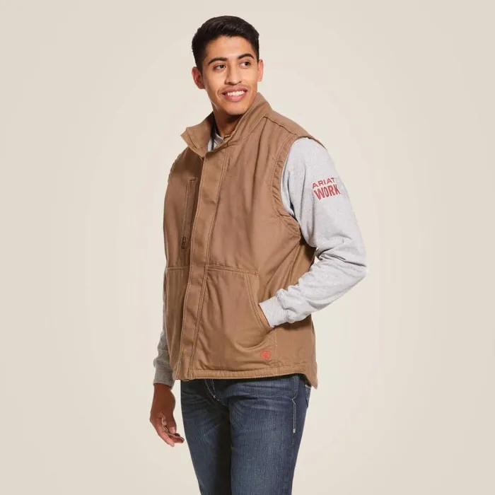 Men Workwear Ariat FR Workhorse Insulated Vest Field Khaki