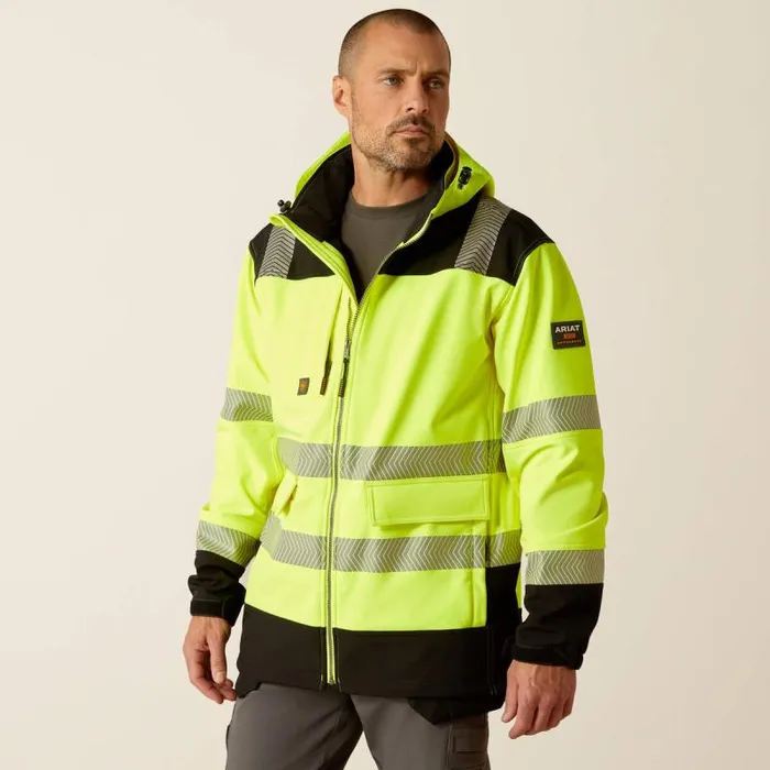 Men Workwear Ariat Rebar HiVis Softshell Jacket Hivis Yellow