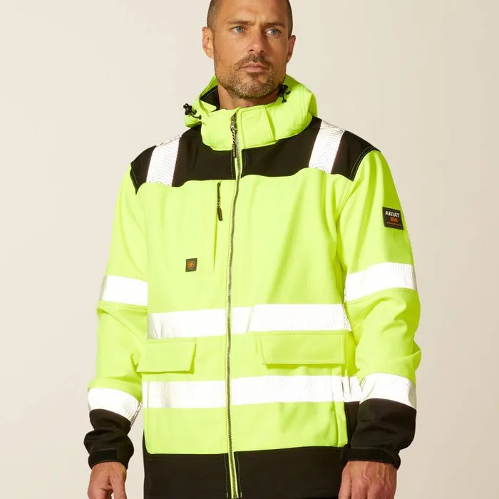Men Workwear Ariat Rebar HiVis Softshell Jacket Hivis Yellow Men Workwear Ariat Rebar HiVis Softshell Jacket Hivis Yellow