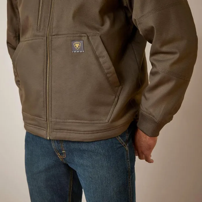 Men Workwear Ariat Rebar Stretch Canvas Bomber Jacket Wren Men Workwear Ariat Rebar Stretch Canvas Bomber Jacket Wren