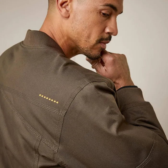 Men Workwear Ariat Rebar Stretch Canvas Bomber Jacket Wren Men Workwear Ariat Rebar Stretch Canvas Bomber Jacket Wren