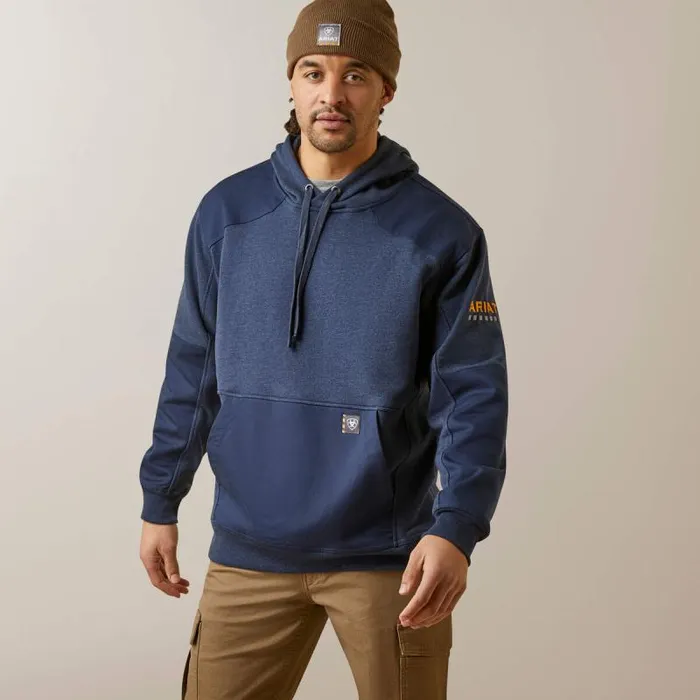 Men Workwear Ariat Rebar Workman DuraCanvas Hoodie Navy Heather Navy