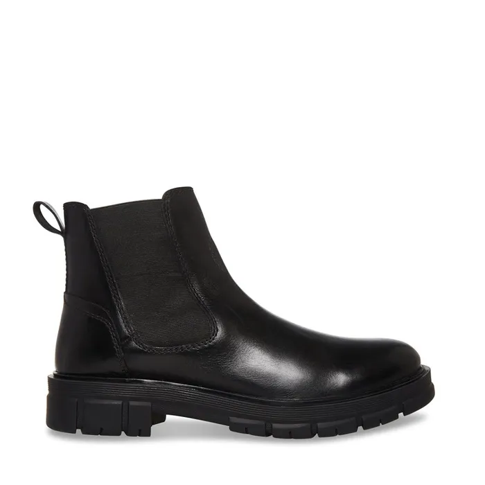 Mens Adonis Black Leather Steve Madden Boots