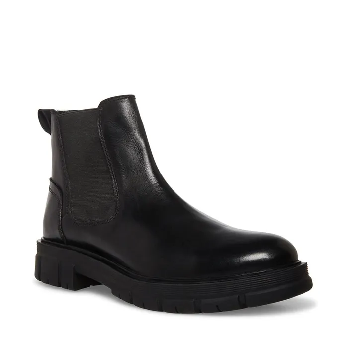 Mens Adonis Black Leather Steve Madden Boots