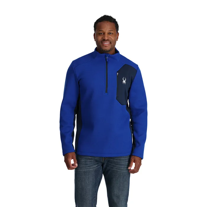 Mens Bandit Half Zip 8211 Electric Blue Spyder Fleece