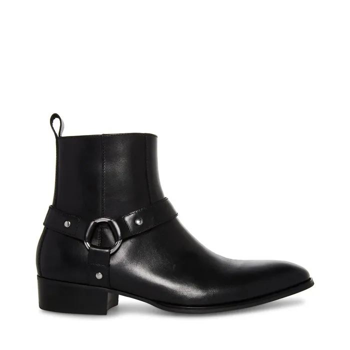 Mens Dash Black Leather Steve Madden Boots