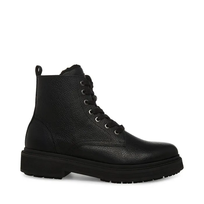 Mens Denalii Black Leather Steve Madden Boots