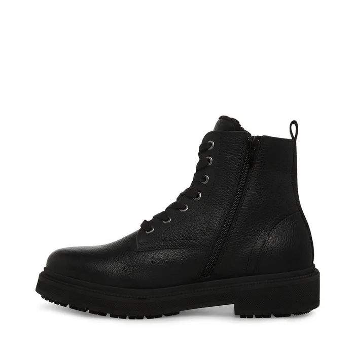 Mens Denalii Black Leather Steve Madden Boots