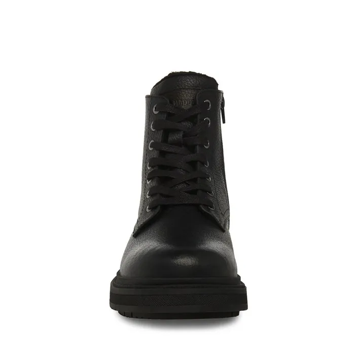 Mens Denalii Black Leather Steve Madden Boots