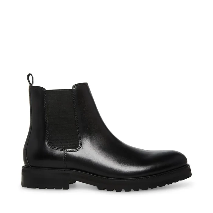 Mens Duren Black Leather Steve Madden Boots