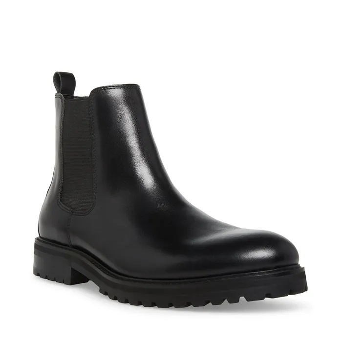 Mens Duren Black Leather Steve Madden Boots