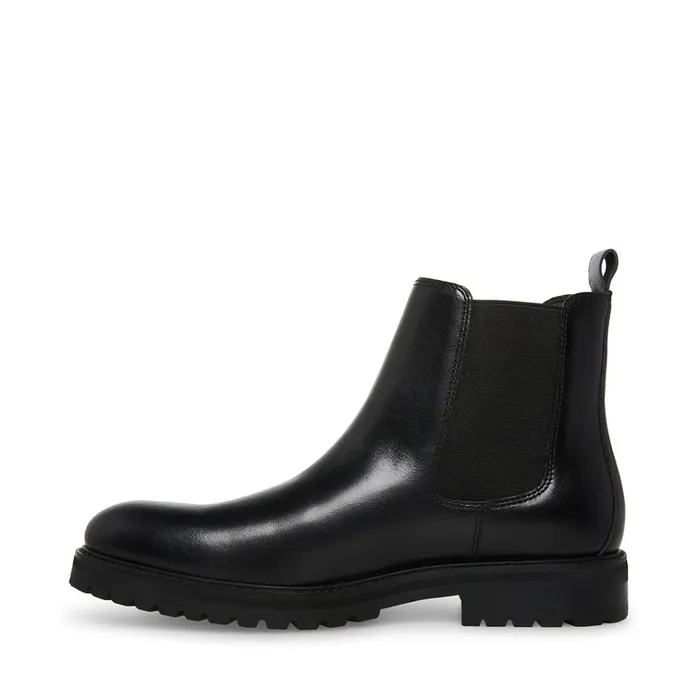 Mens Duren Black Leather Steve Madden Boots