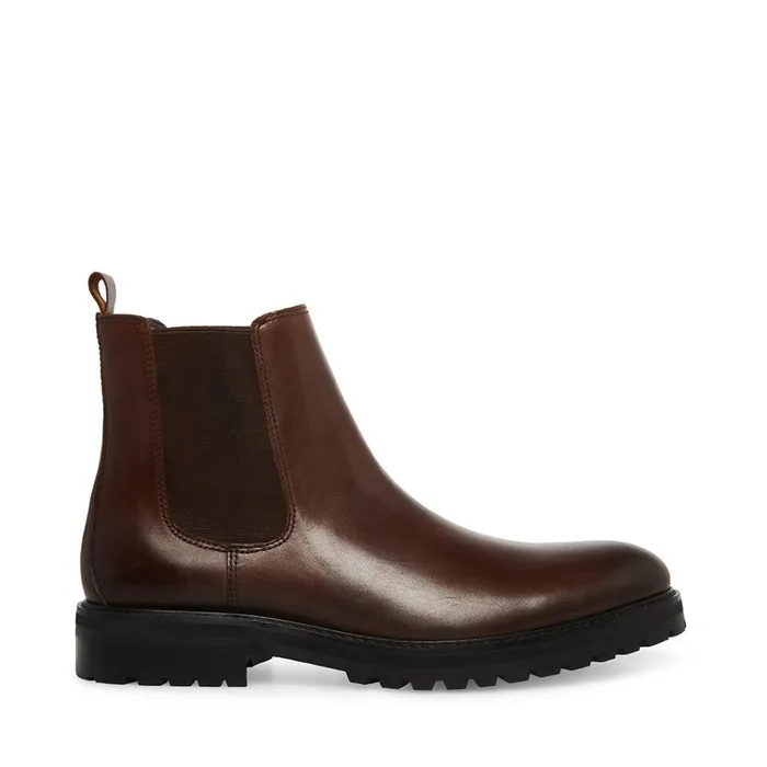 Mens Duren Brown Leather Steve Madden Boots