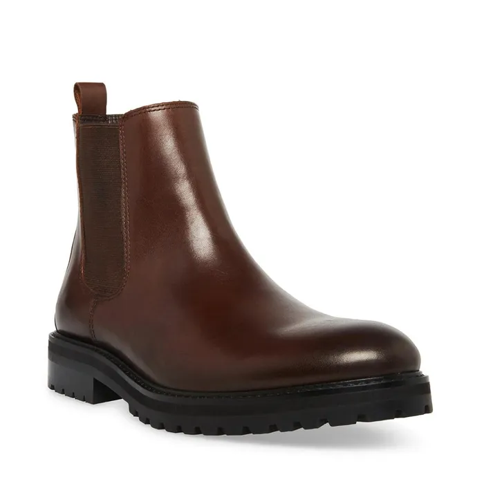Mens Duren Brown Leather Steve Madden Boots