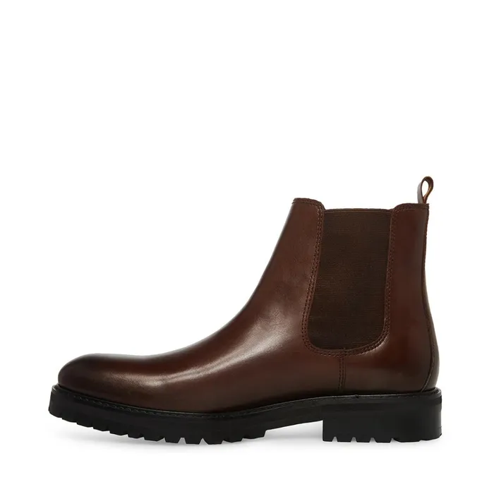 Mens Duren Brown Leather Steve Madden Boots