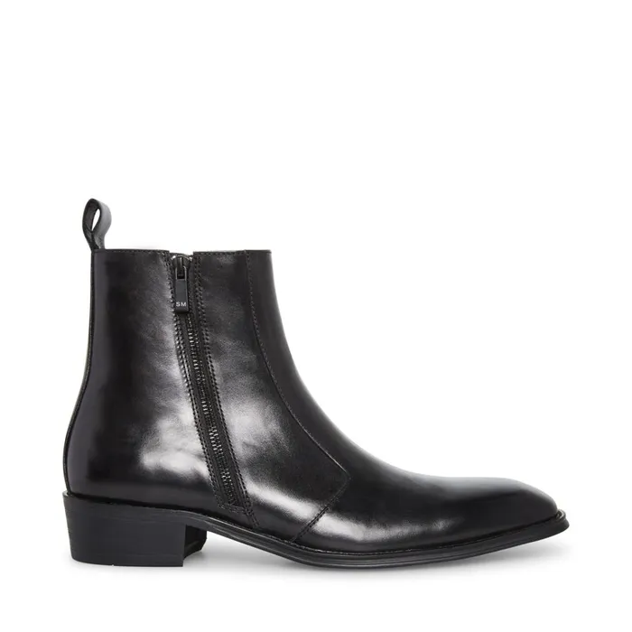 Mens Haynes Black Leather Steve Madden Boots