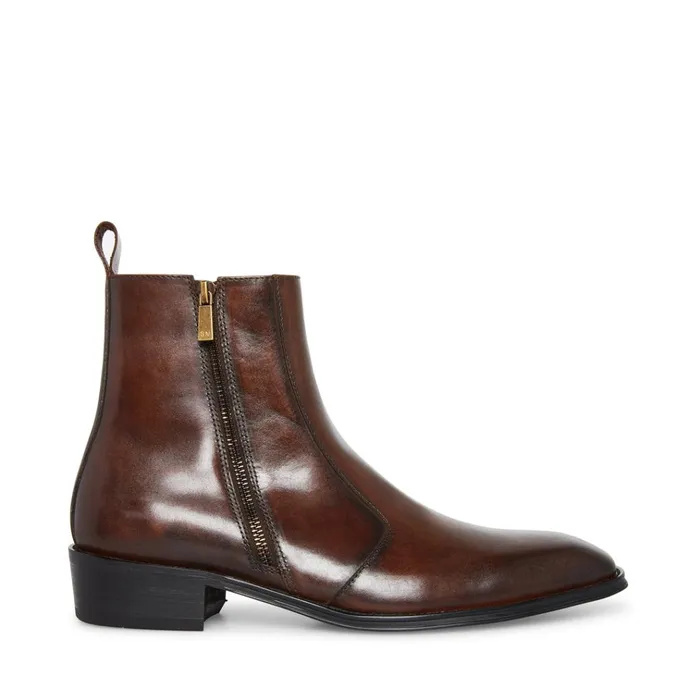 Mens Haynes Brown Leather Steve Madden Boots
