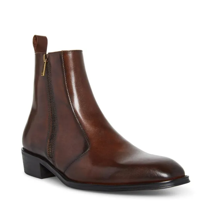 Mens Haynes Brown Leather Steve Madden Boots Mens Haynes Brown Leather Steve Madden Boots