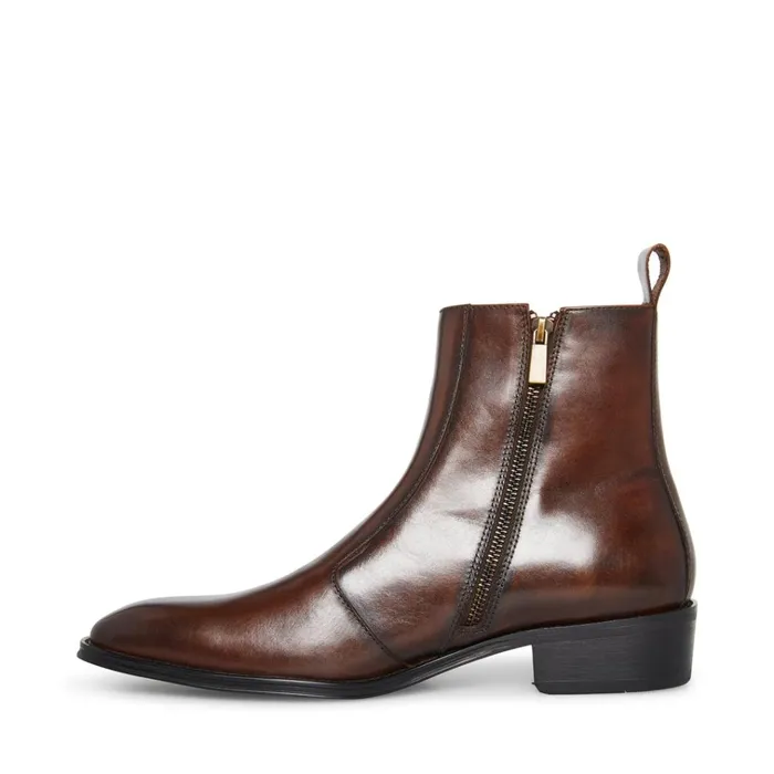 Mens Haynes Brown Leather Steve Madden Boots Mens Haynes Brown Leather Steve Madden Boots