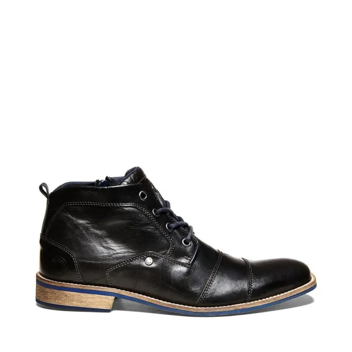 Mens Kramerr Black Leather Steve Madden Boots