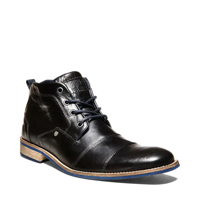 Mens Kramerr Black Leather Steve Madden Boots