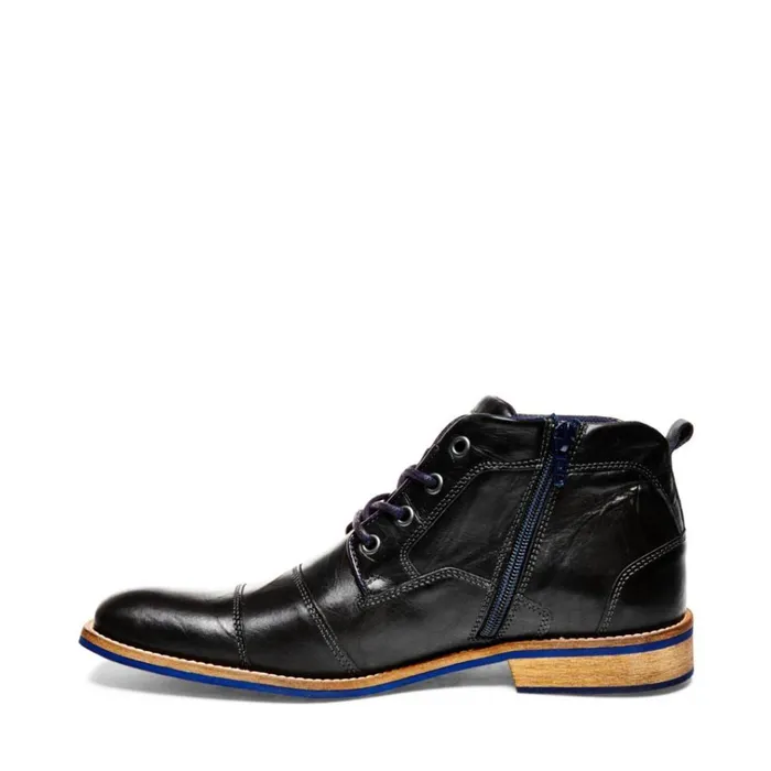 Mens Kramerr Black Leather Steve Madden Boots