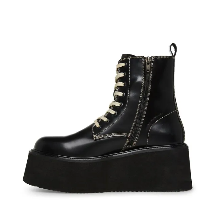 Mens Lazer BlackWhite Leather Steve Madden Boots