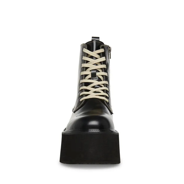 Mens Lazer BlackWhite Leather Steve Madden Boots