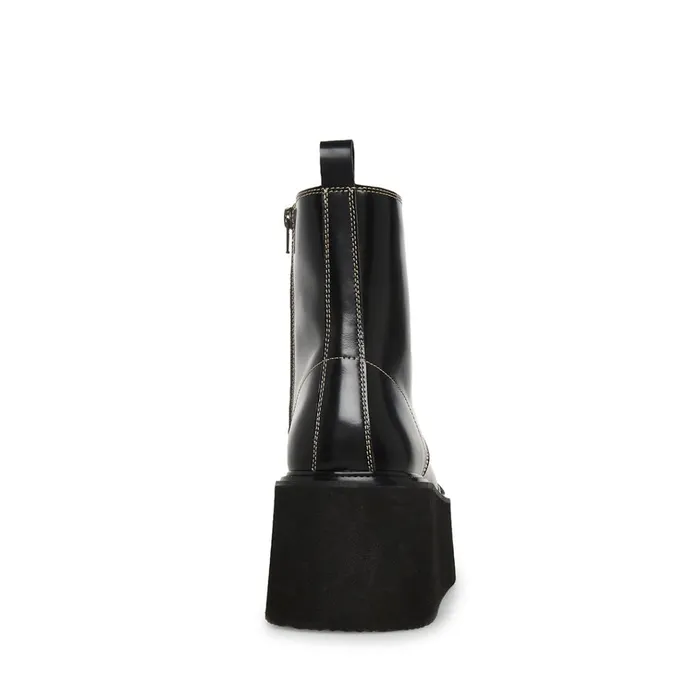 Mens Lazer BlackWhite Leather Steve Madden Boots