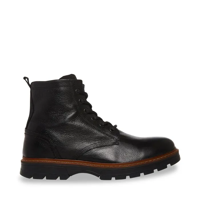 Mens Lucius Black Leather Steve Madden Boots