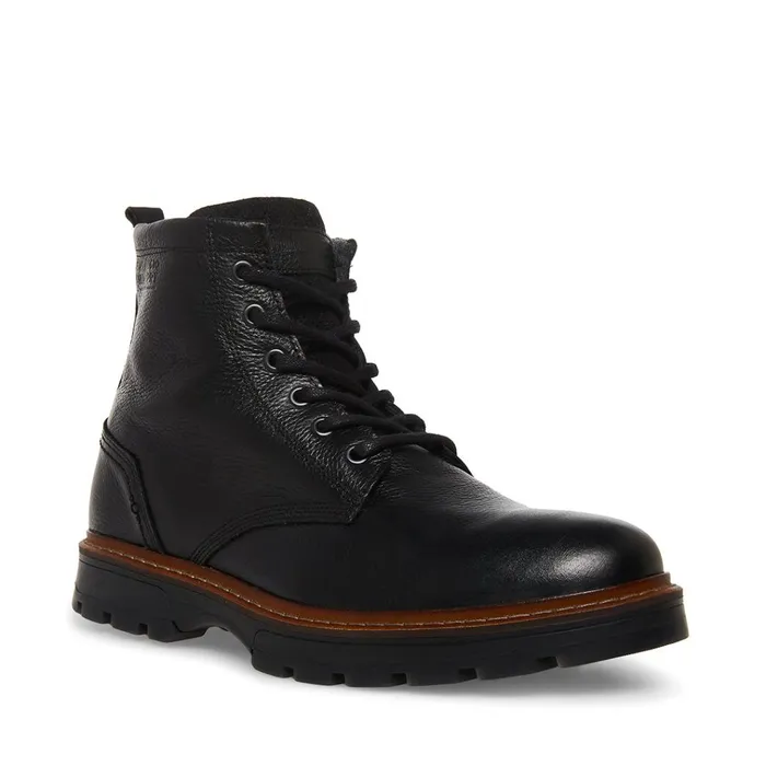 Mens Lucius Black Leather Steve Madden Boots