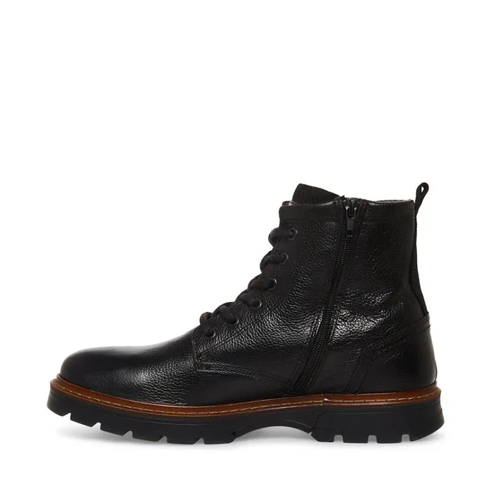 Mens Lucius Black Leather Steve Madden Boots