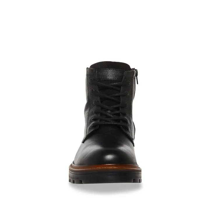 Mens Lucius Black Leather Steve Madden Boots