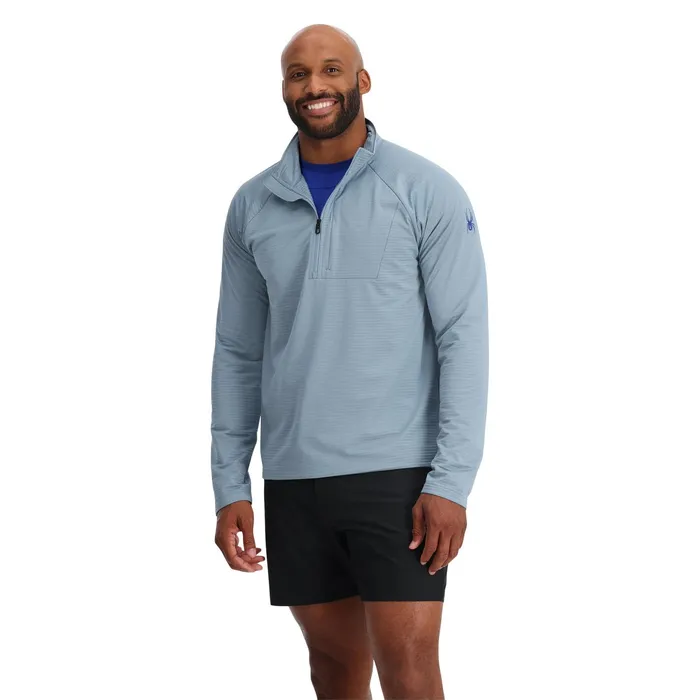Mens Matrix Gridweb Half Zip 8211 Blue Fog Spyder Fleece