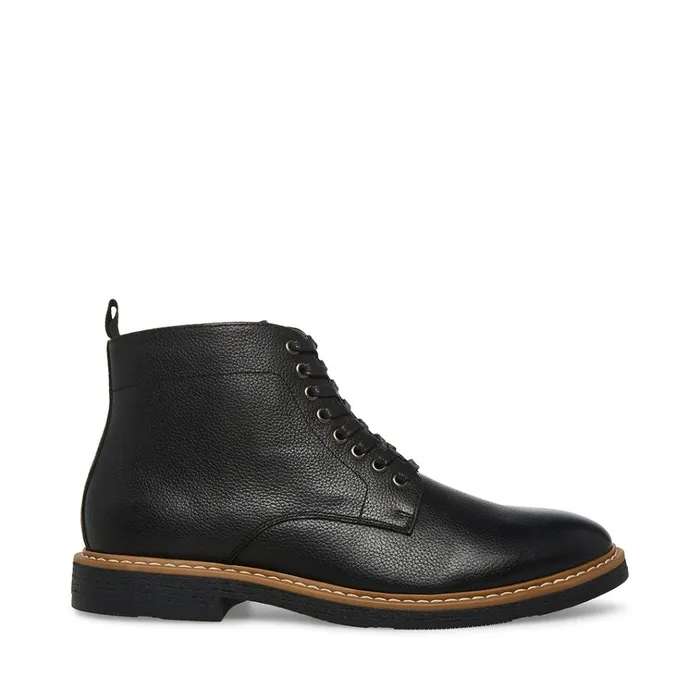 Mens Mitchell Black Leather Steve Madden Boots