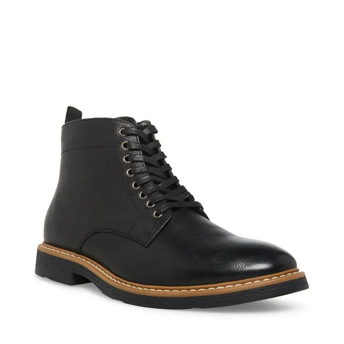 Mens Mitchell Black Leather Steve Madden Boots