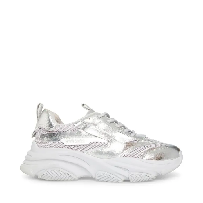 Mens Possess Silver Steve Madden Sneakers