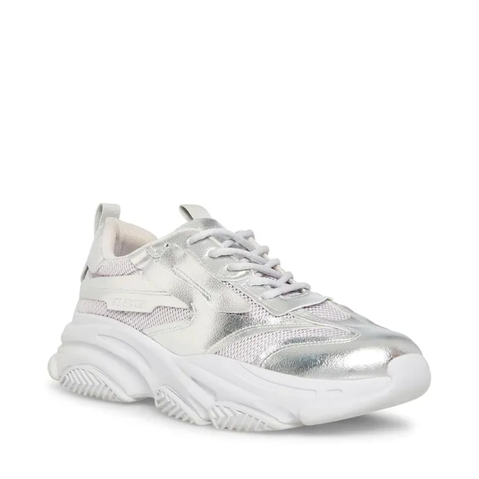 Mens Possess Silver Steve Madden Sneakers