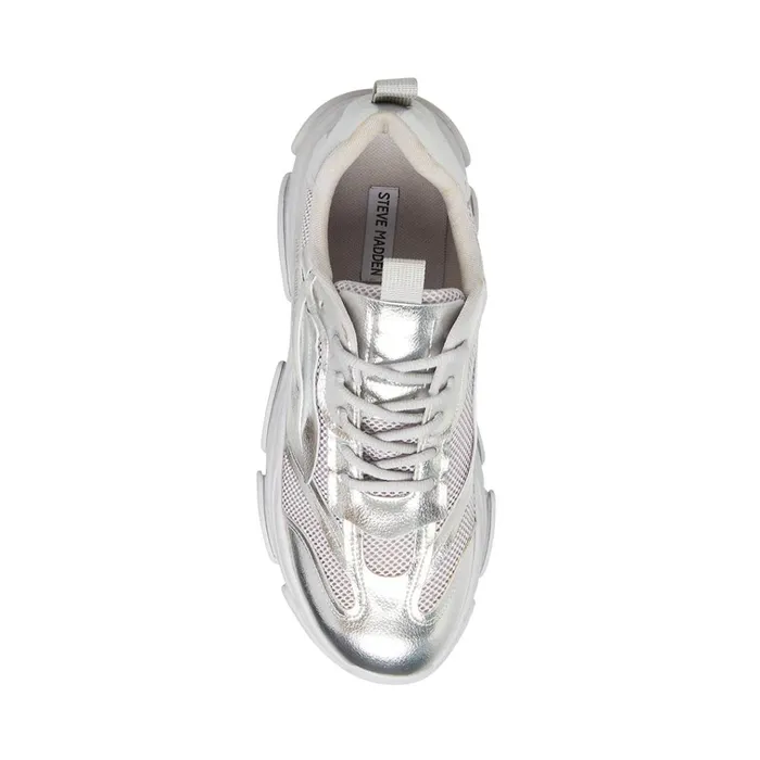 Mens Possess Silver Steve Madden Sneakers